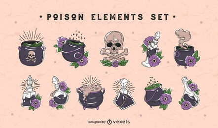 Poison and witch potions elements set