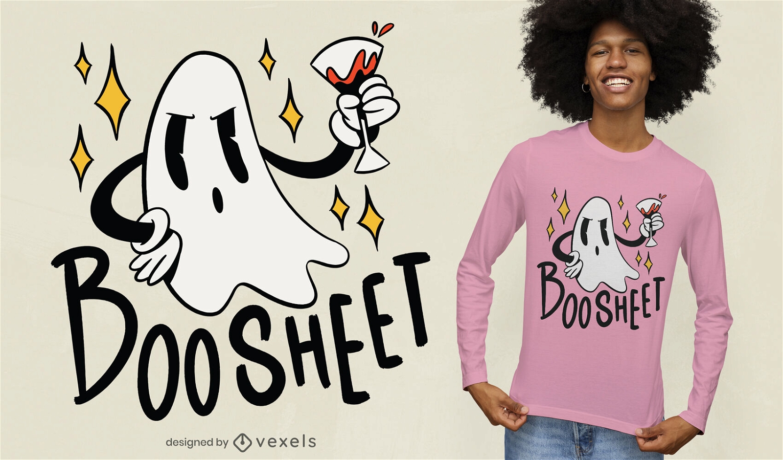 Fantasma de desenho animado com design de camiseta para coquetel