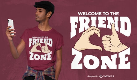 Diseño de camiseta con mensaje de friendzone de gestos con las manos