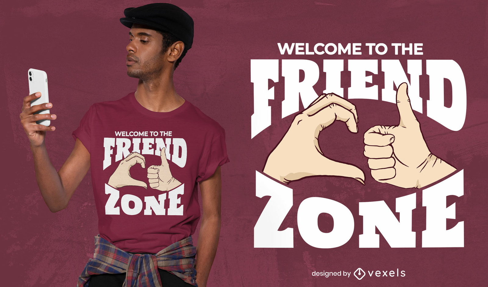 Gestos com as mãos design de t-shirt de mensagem de friendzone