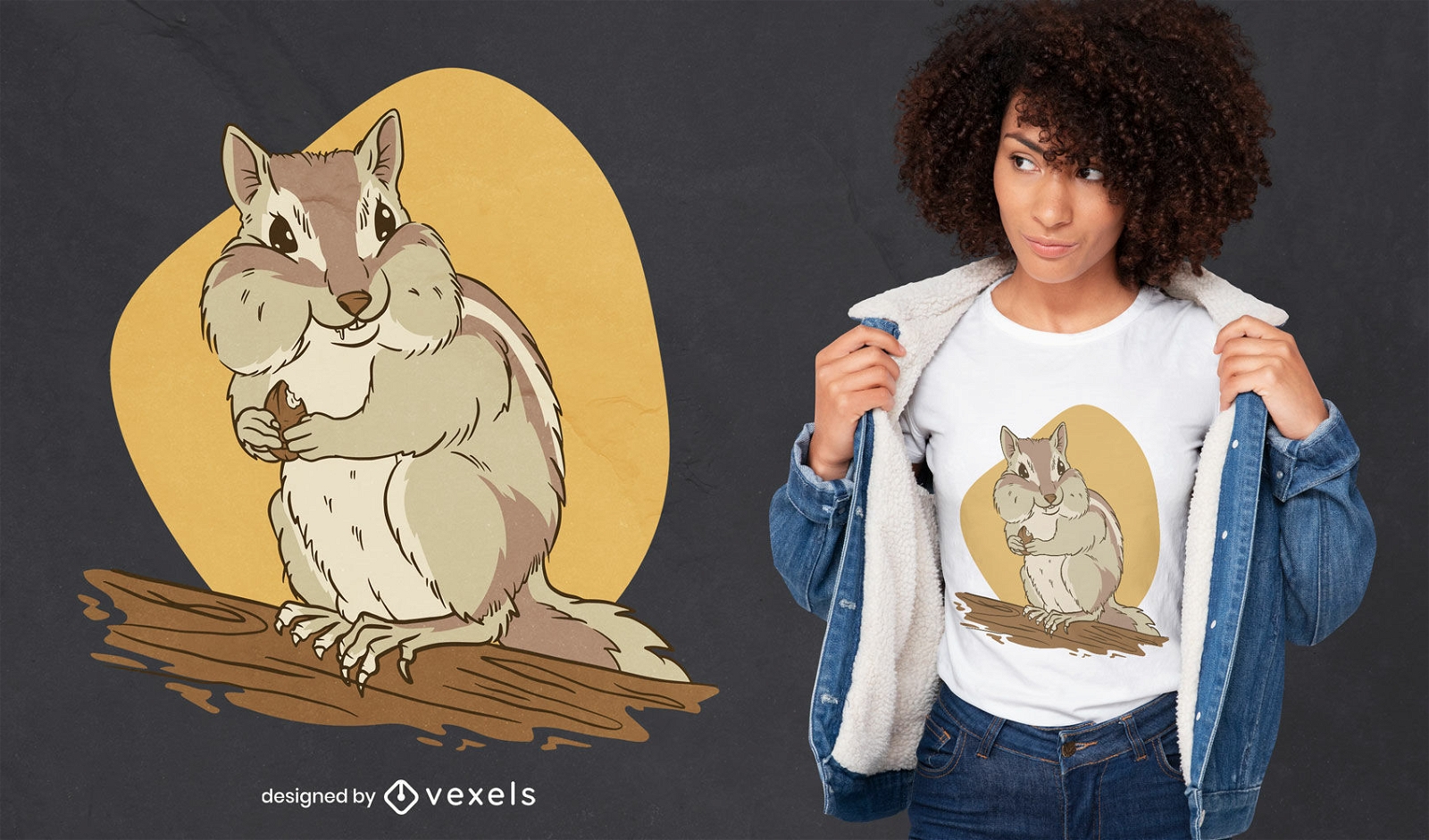 Design de t-shirt de esquilo animal comendo amendoim