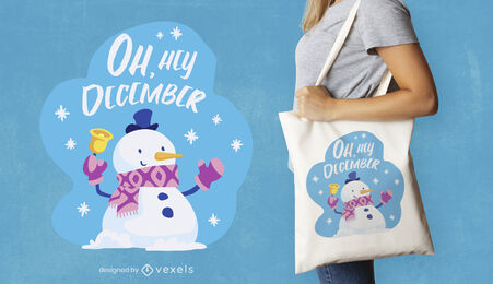 Design de sacola de temporada de inverno de boneco de neve