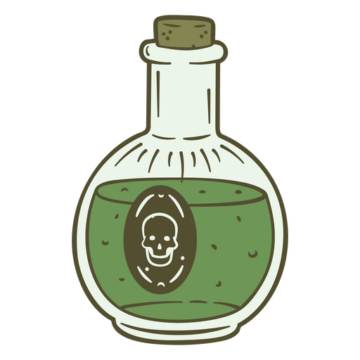 Green poison in a crystal bottle PNG Design