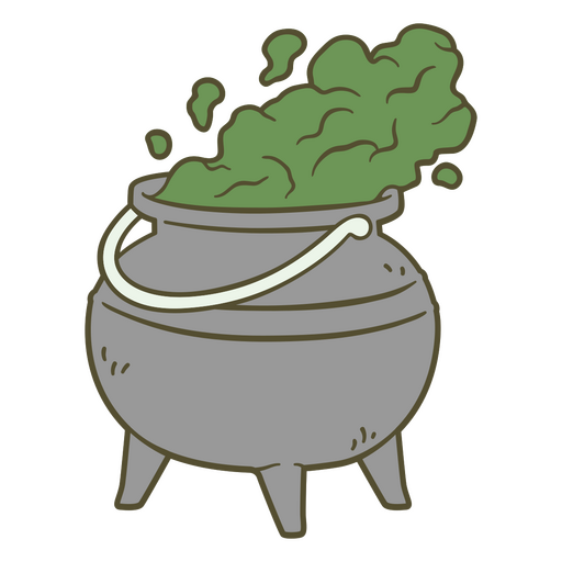 Magic cookig pot green smoke PNG Design