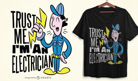 Design engraçado de camiseta eletricista