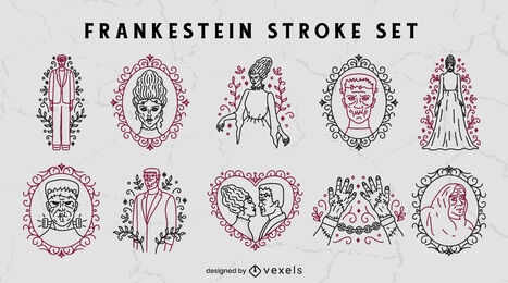 Frankenstein monster halloween stroke set