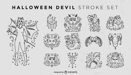 Halloween devil stroke set