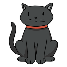 Cartoon black cat sitting  PNG Design