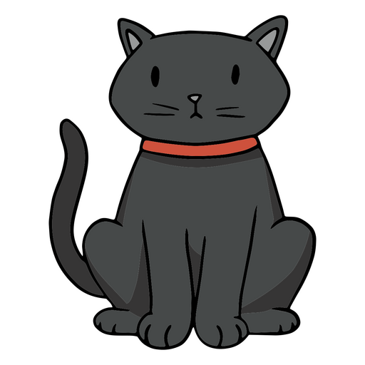 Cartoon schwarze Katze sitzt PNG-Design