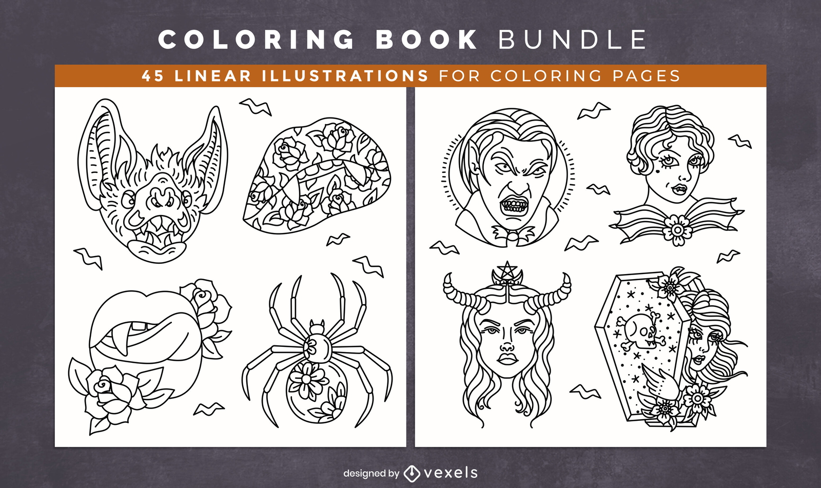 Halloween vampire items coloring book design