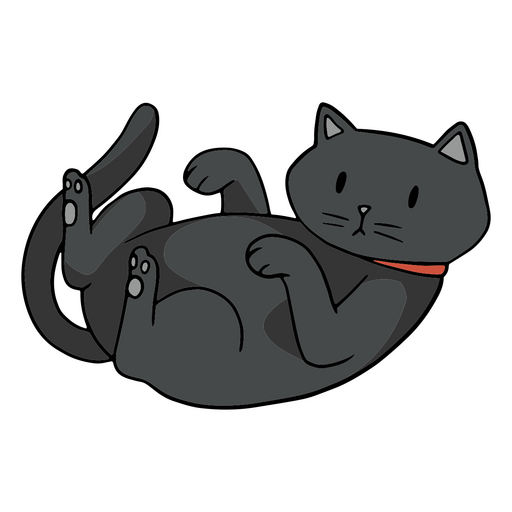 Cute black cat on its back PNG Design