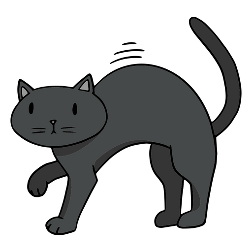 Gato preto eri?ado de desenho animado Desenho PNG