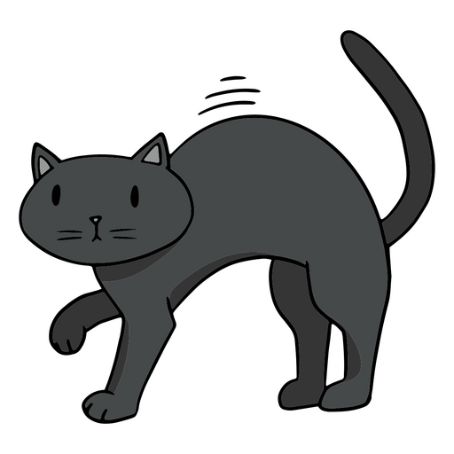 Gato preto eriçado de desenho animado Desenho PNG