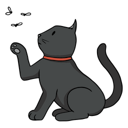 Black cat catching flies PNG Design Transparent PNG