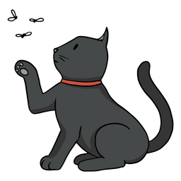 gato preto pegando moscas Desenho PNG