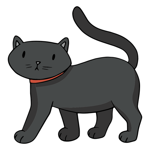 Cute black cartoon cat PNG Design