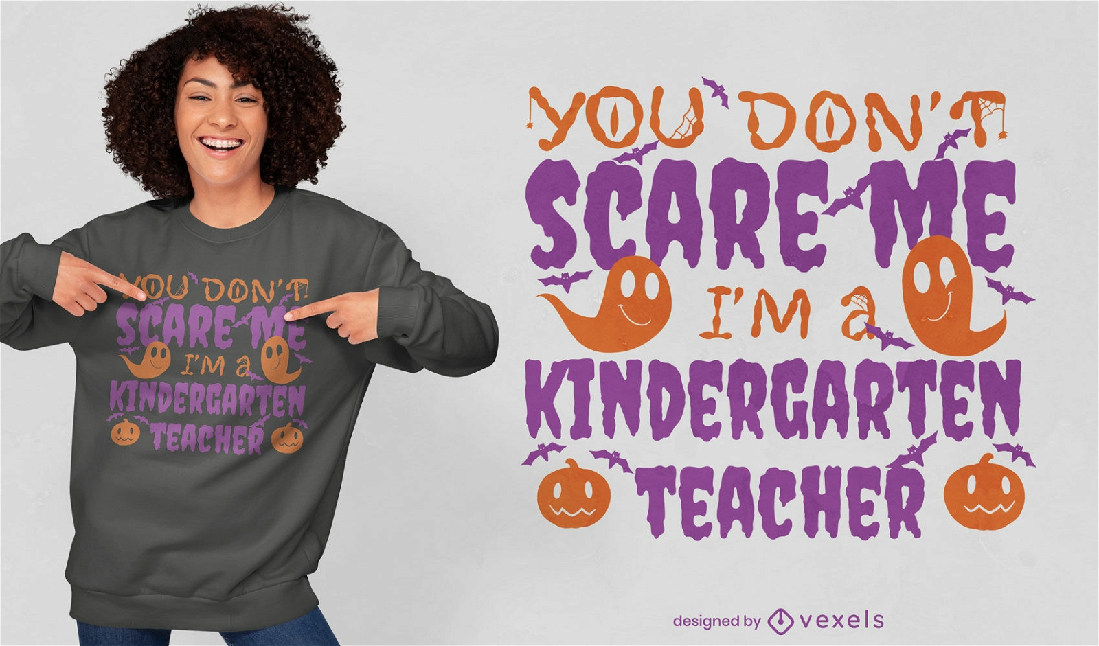 Design de t-shirt de citações do dia das bruxas para professor de jardim de infância