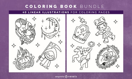 Livro para colorir com elementos do pacote Haloween