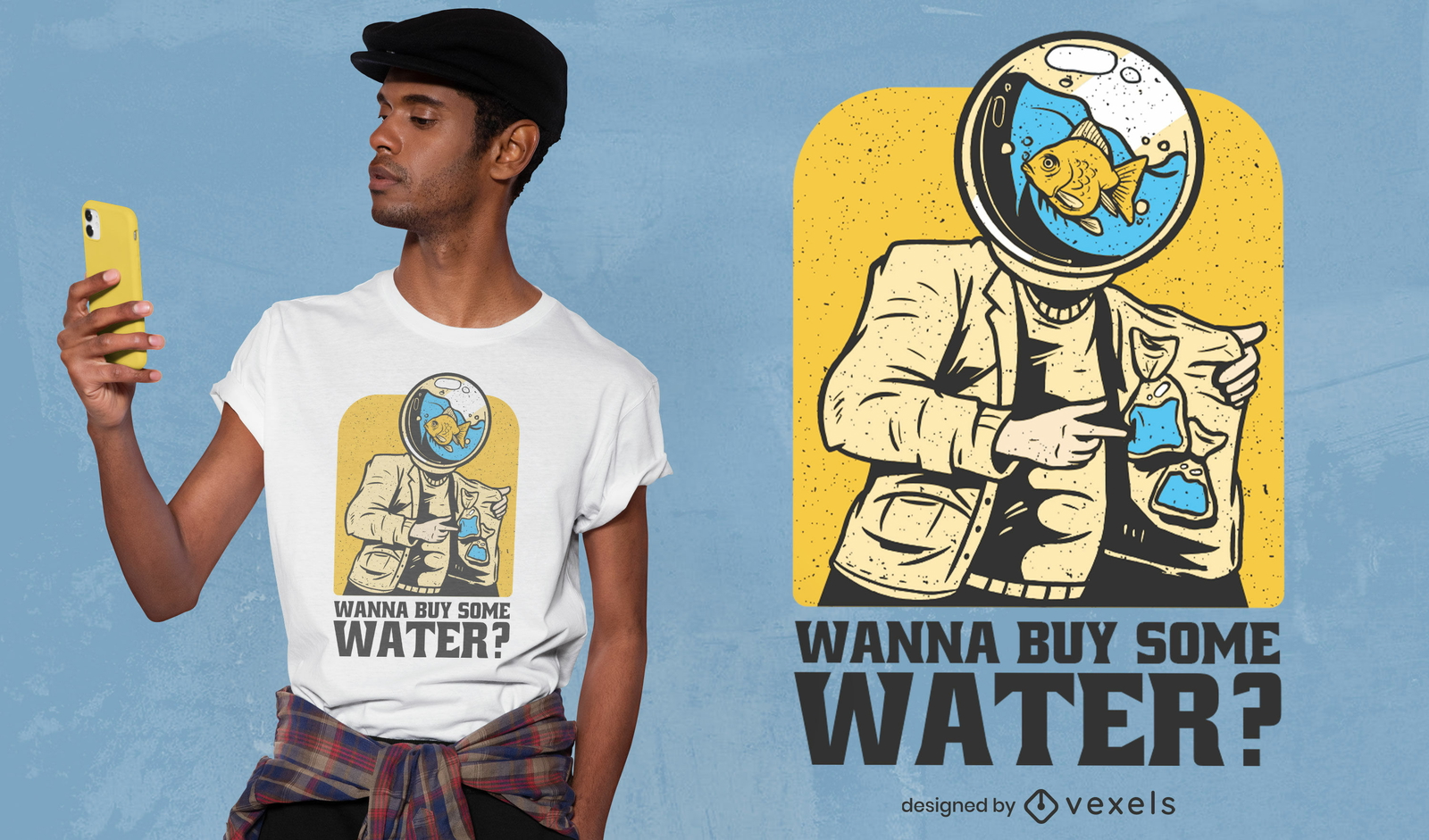 Diseño de camiseta de pez de agua divertido