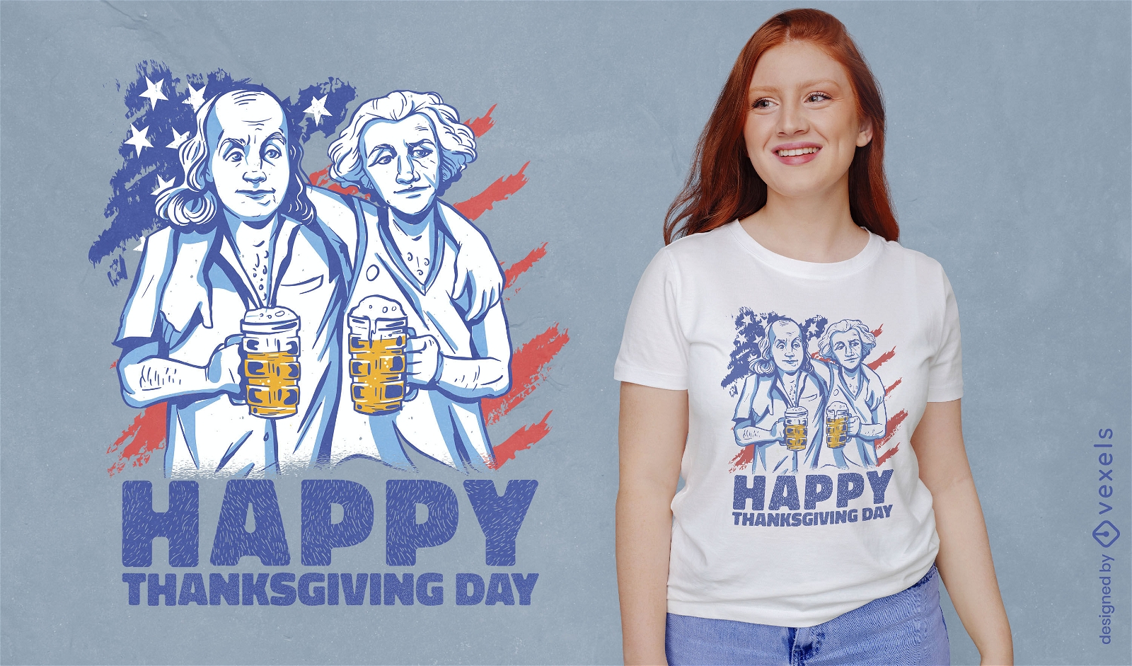 Washington und Franklin Thanksgiving-T-Shirt-Design