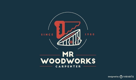 Handsaw carpenter tool logo template