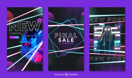 Neon lines and sale instagram story template