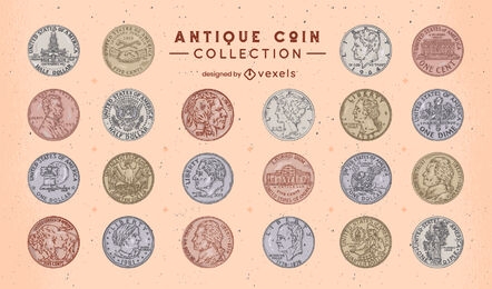 Coin collection color stroke set