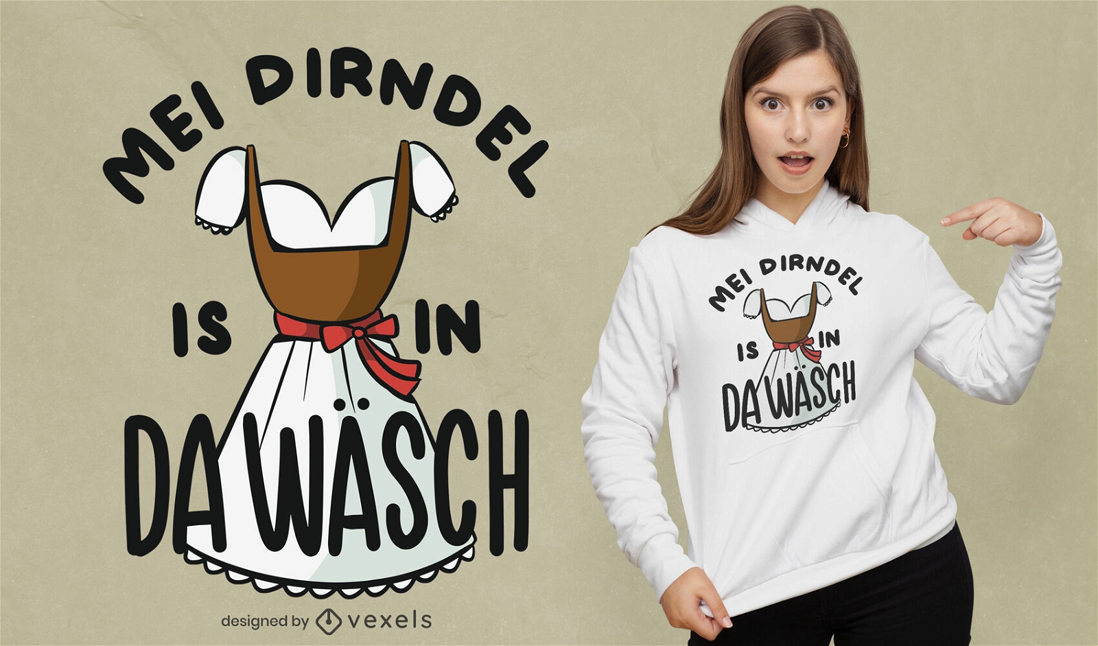 Design de camiseta com citação de Dirndel alemão