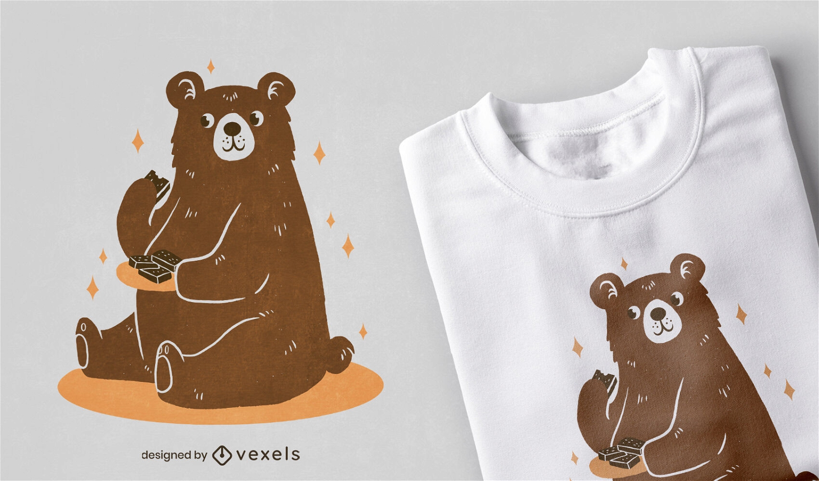 Design de camiseta de urso pardo fofo