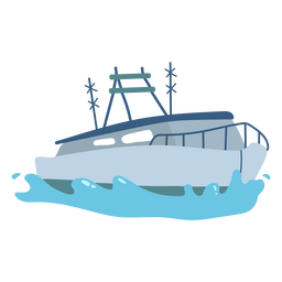 Big yacht on water PNG Design