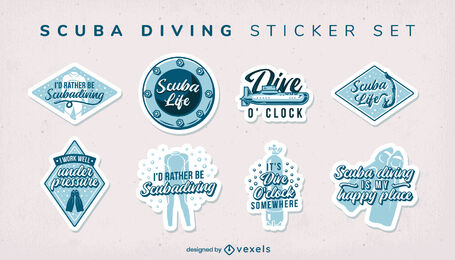 Scuba diving funny quotes sticker set