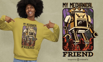 Robot friend illustration t-shirt design