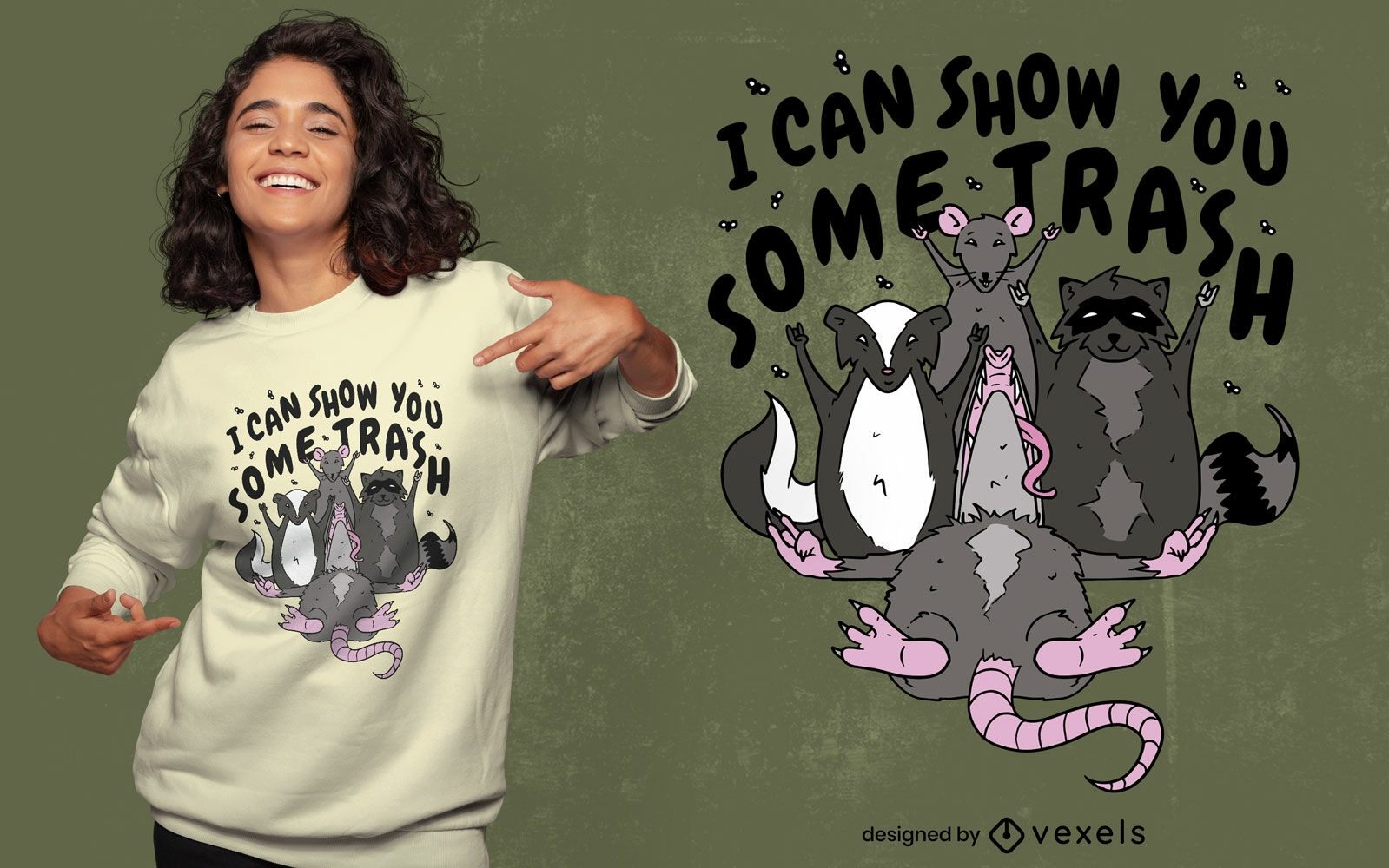 Funny trash animals t-shirt design