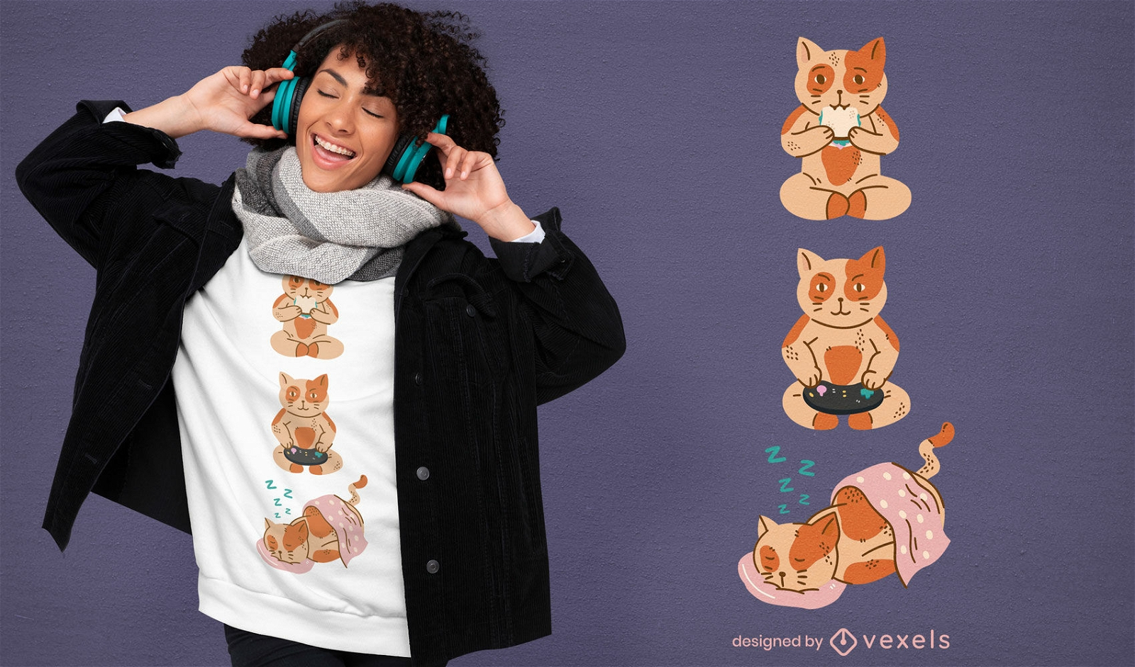 Design de t-shirt de gatos fofos e laranja