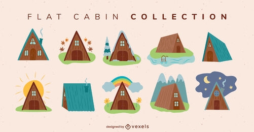 Cabaña plana casa camping colección plana