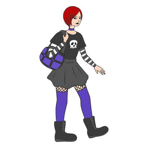 Goth girl character PNG Design