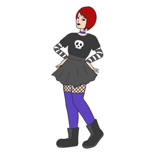 Chica gótica posando Diseño PNG