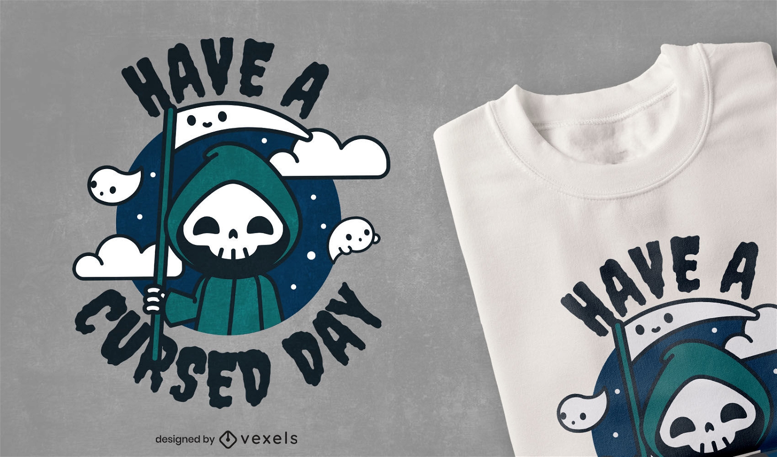 Design fofo de camiseta para o dia amaldiçoado da morte
