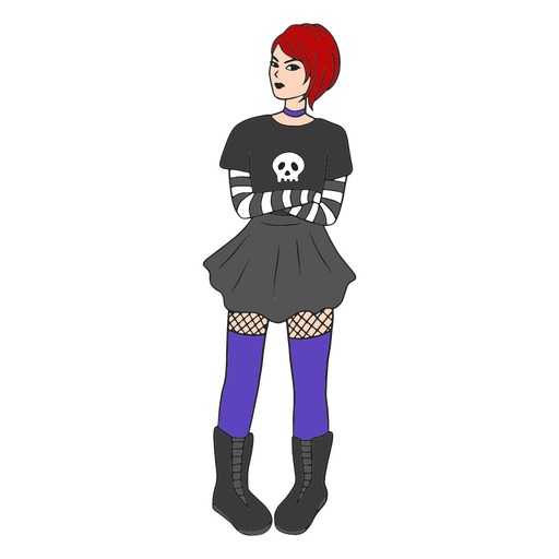Angry goth girl PNG Design