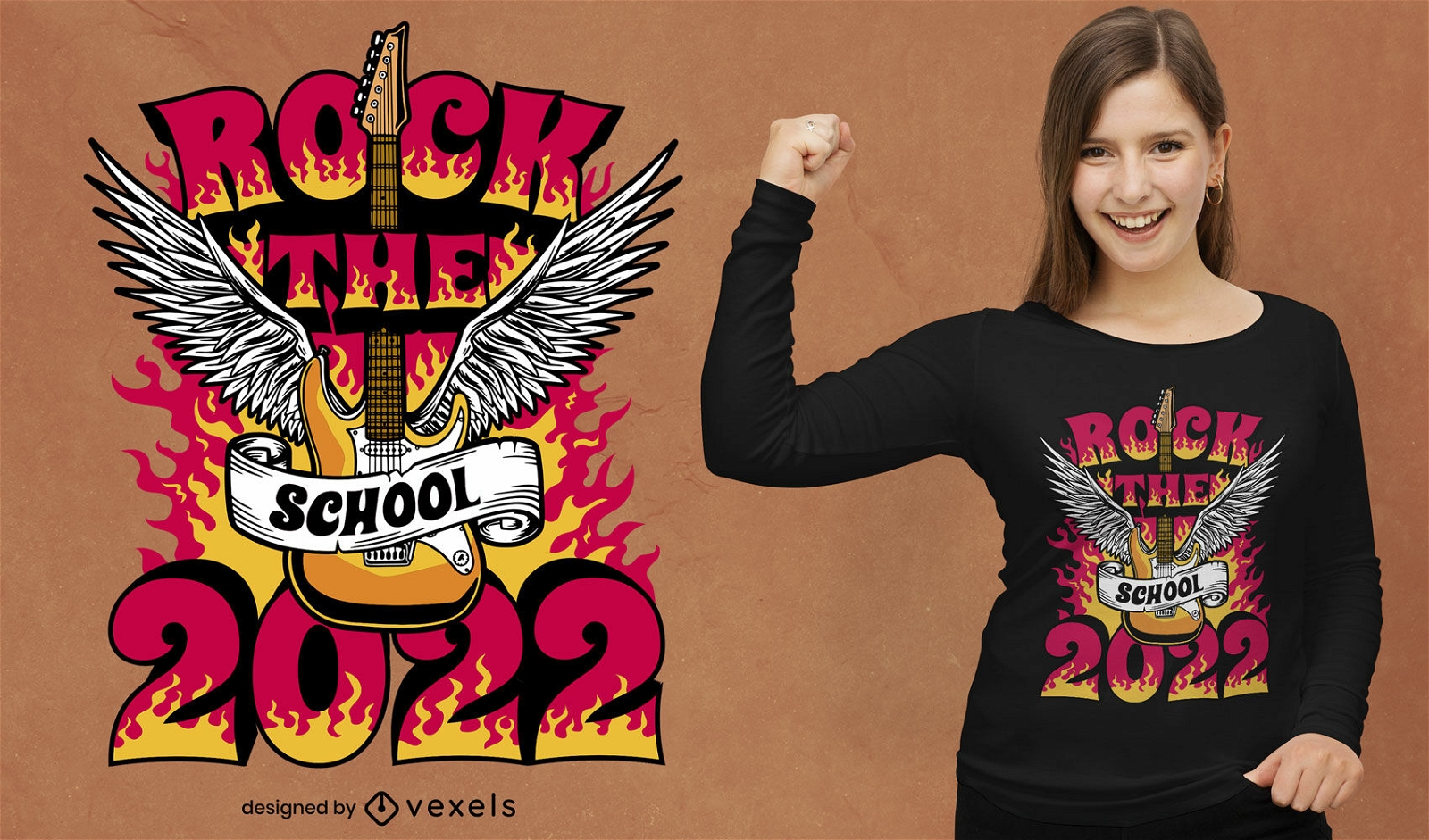 Volta às aulas 2022 design de camiseta rock