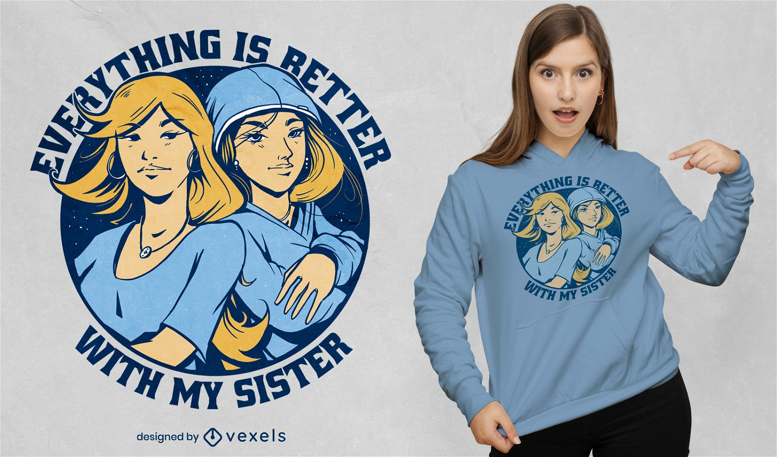 Dise?o de camiseta de ilustraci?n de hermanas.