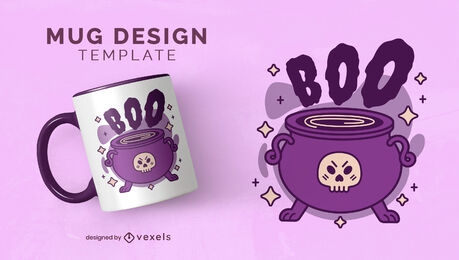 Magical potion skull cauldron mug design