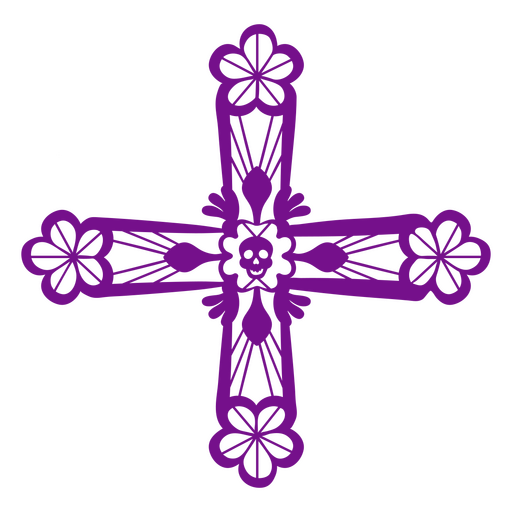 Floral cross mexican icon PNG Design