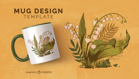 Leaves and plants illustration mug design
