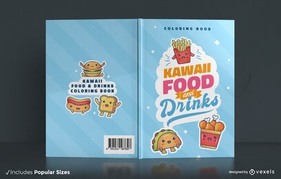 Design de capa de livro kawaii saboroso de fast food