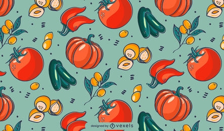 Diseño de patrón de verduras de ingredientes de cocina