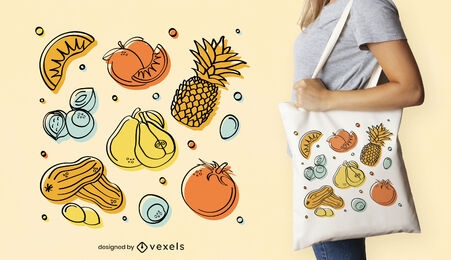 Design der Einkaufstasche für Gemüse und Obst