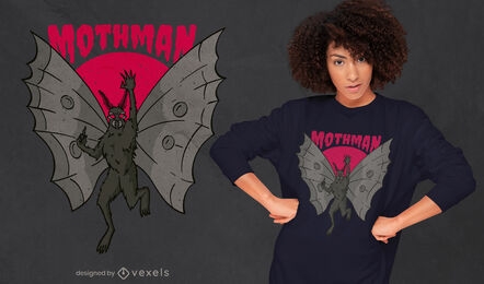 Design de camiseta com ilustração do Mothman