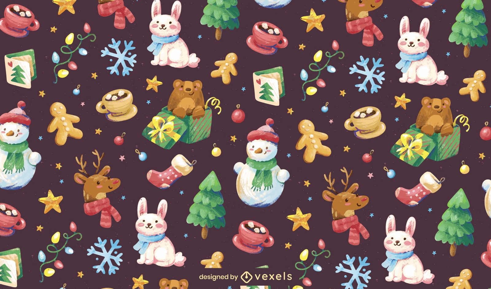 Christmas holiday elements pattern design