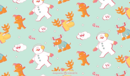 Christmas animals and snowman pattern